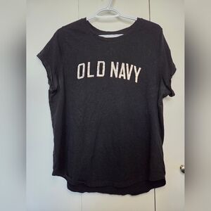 🌷Old Navy Women's XL Black With Metallic Logo Short Sleeve Tee